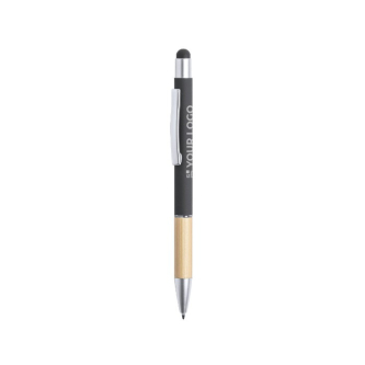 Stylo en bambou avec pointeur tactile avec zone d'impression