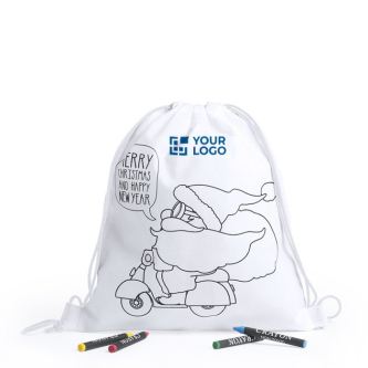 Sac cordon avec coloriage et crayons de cire