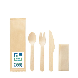 Set de couverts jetables en bois