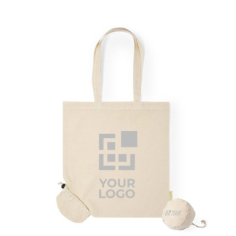 Sac pliable en coton biologique vue avec zone d'impression