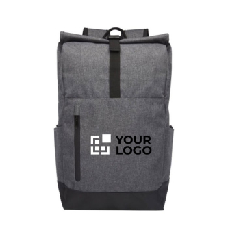 Sac à dos avec une finition grise et noire avec zone d'impression
