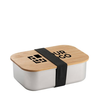 Boîte à lunch en acier avec élastique avec zone d'impression