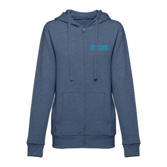 Sweat-shirt zippé pour femme de 320 g/m2 avec zone d'impression