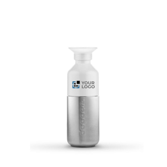 Petite gourde persnnalisable en métal couleur argenté avec zone d'impression