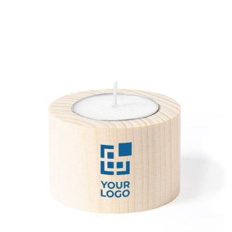 Bougie à socle en bois parfumée à la vanille