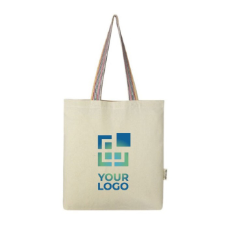 Sac à poignée recyclé arc-en-ciel 180 g/m2 avec zone d'impression