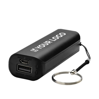 Power Bank coloré 1 200 mAh avec porte-clés avec zone d'impression