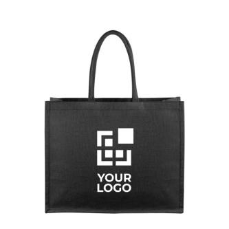 Sac noir robuste en jute et coton avec zone d'impression