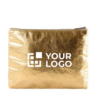 Trousse de toilette dorée en cuir avec zone d'impression