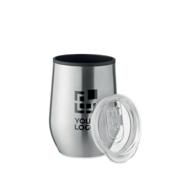 Tasse en acier à double paroi avec couvercle avec zone d'impression