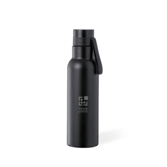 Thermos en acier à l'esthétique métallique avec zone d'impression