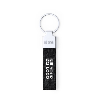 Porte-clés en RPET et accessoire chromé avec zone d'impression