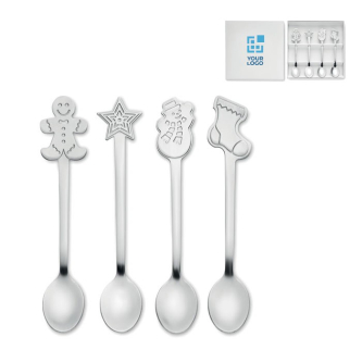 Set de 4 cuillères à thé version Noël avec boîte cadeau
