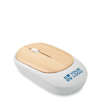 Souris sans fil en ABS recyclé avec coque en bambou naturel