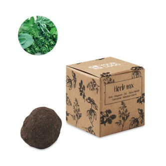 Kit promotionnel de culture de graines d'herbes aromatiques vue avec zone d'impression