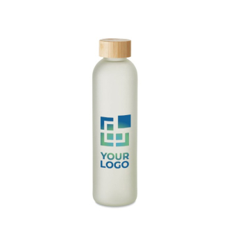Gourde en verre impression en quadrichromie et bouchon bambou 650ml