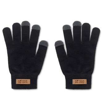 Gants tactiles en polyester RPET avec étiquette logo en liège