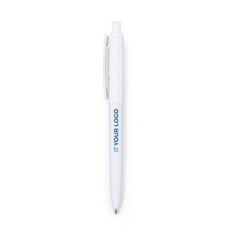 Stylo en plastique recyclé à bouton-poussoir et encre bleue