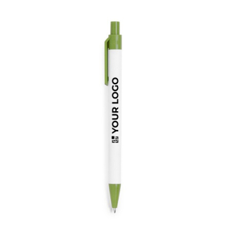 Stylo en carton recyclé avec détails colorés et encre bleue vue principale