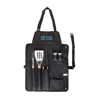 Tablier en nylon avec 6 outils barbecue en acier inoxydable