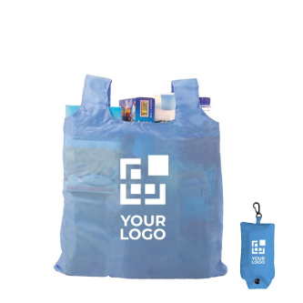 Sac à provisions pliable en polyester 190T avec mousqueton