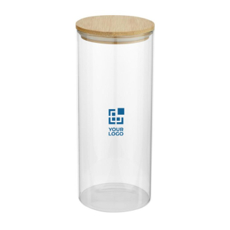 Grand bocal alimentaire en verre à couvercle en bambou 940ml