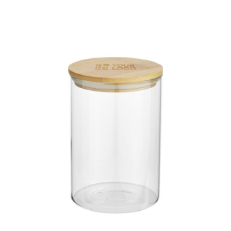 Bocal alimentaire moyen en verre à couvercle en bambou 550ml