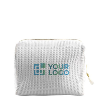 Trousse en coton gaufré zippée à tirette dorée 240 g/m²