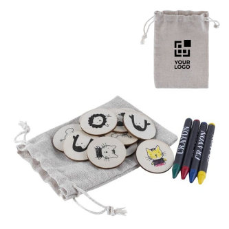 Jeu de mémoire avec pièces en bois à colorier