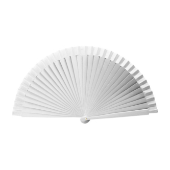 Éventail en bois laqué et polyester, différents coloris 23cm couleur blanc première vue
