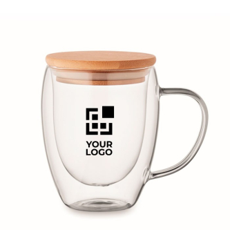 Mug en verre borosilicaté à double paroi avec bambou 300 ml