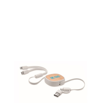 Câble de charge multi-USB rétractable de 90 cm avec bambou