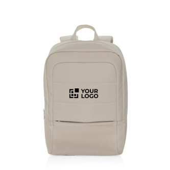 Sac à dos en RPET pour PC 15” avec rangements intérieurs couleur beige avec zone d'impression