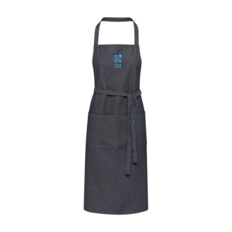 Tablier en coton recyclé style jean avec poches 320 g/m²