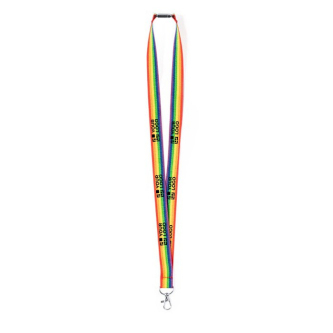 Lanyard en polyester multicolore avec mousqueton en métal