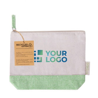 Trousse en coton recyclé avec base et tirette colorées