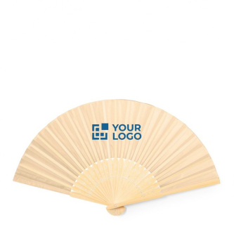 Éventail en bambou avec tissu de couleur naturelle