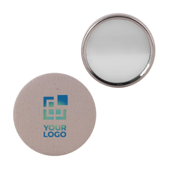 Miroir de poche rond avec finition textile à l'arrière