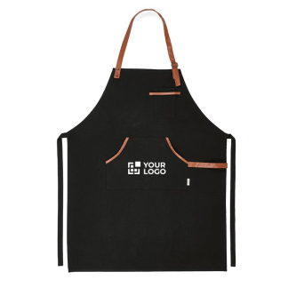 Tablier en coton recyclé et RPET à poche supérieure 300 g/m²