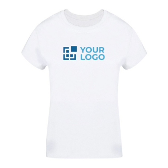 T-shirt femme blanc, col rond 100% coton 160 g/m²