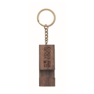 Porte-clés en bois de noyer, fonction support pour téléphone portable