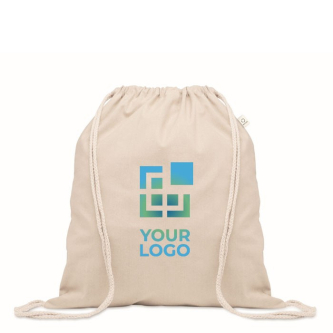 Sac cordon couleur naturelle, en coton recyclé et RPET 140g/m²