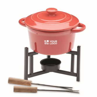 Petit service à fondue en céramique 2 personnes, 2 fourchettes 300ml