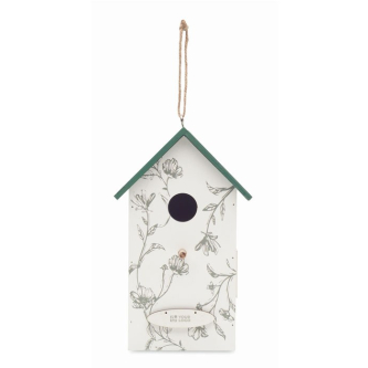 Nichoir pour oiseaux en bois avec un motif floral