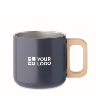 Tasse en acier inoxydable recyclé avec poignée en bois, 350ml