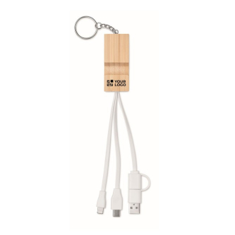 Porte-clés en bambou avec support pour téléphone et chargeurs