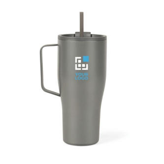 Bouteille isotherme en acier inoxydable recyclé avec paille de 800 ml