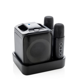 Set de karaoké en plastique recyclé avec micros et haut-parleur de 5W