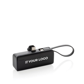 Powerbank en plastique recyclé avec câble style poignée de 3 000 mAh