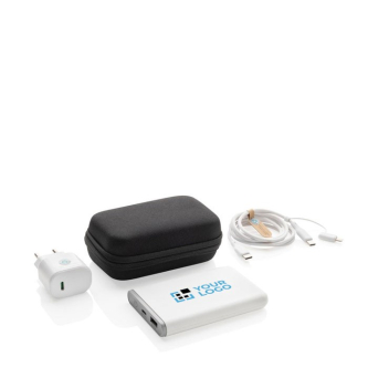 Kit de charge 3 pièces en plastique recyclé avec powerbank 5 000 mAh